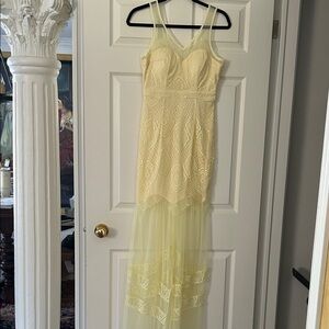 Elegant Yellow Lace Dress